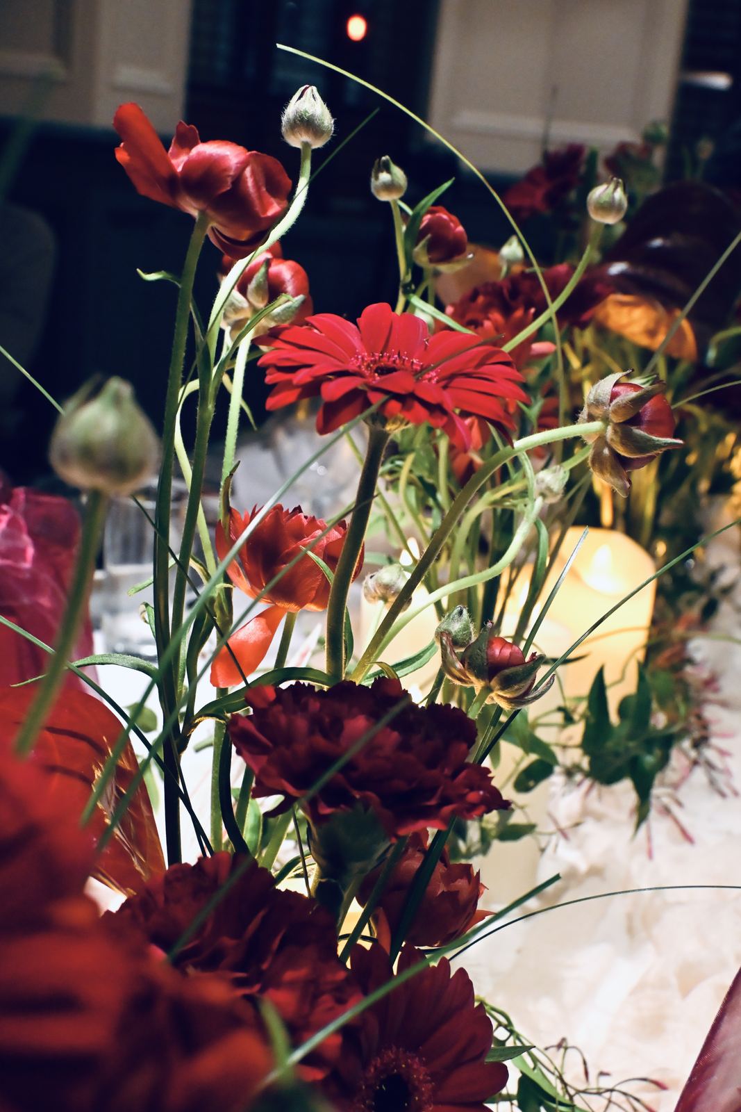 Candlelit dinner centrepiece